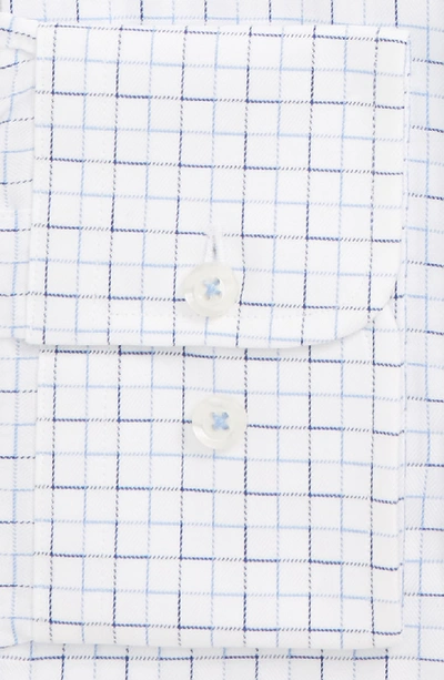 Shop David Donahue Trim Fit Check Dress Shirt In White/ Blue