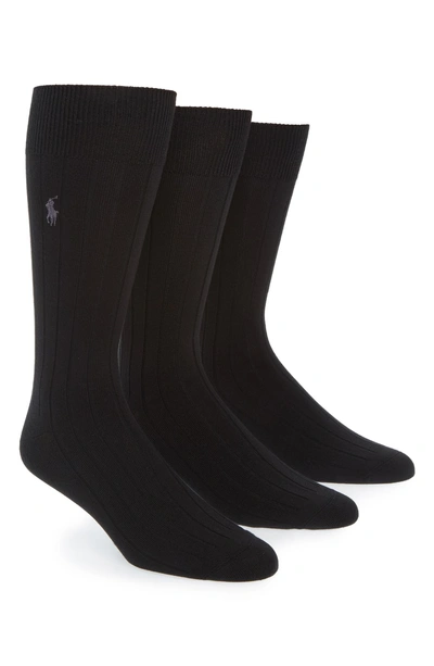 Shop Polo Ralph Lauren Ralph Lauren 3-pack Supersoft Ribbed Socks In Black
