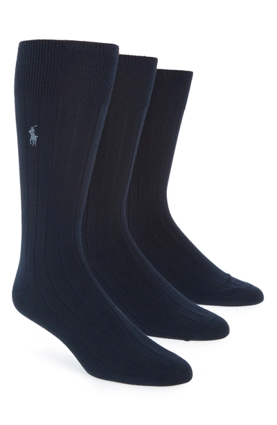Shop Polo Ralph Lauren Ralph Lauren 3-pack Supersoft Ribbed Socks In Navy