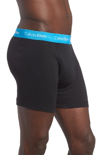 Shop Calvin Klein 3-pack Boxer Briefs In Black W/ Blue/ Green/ Amaranth