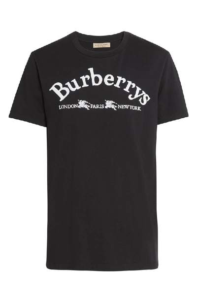 Shop Burberry Paris Logo T-shirt In Black