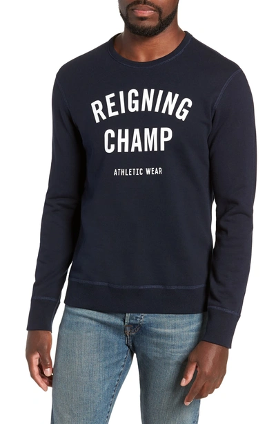 Shop Reigning Champ Gym Logo Sweatshirt In Navy/ White