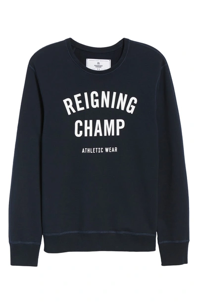 Shop Reigning Champ Gym Logo Sweatshirt In Navy/ White