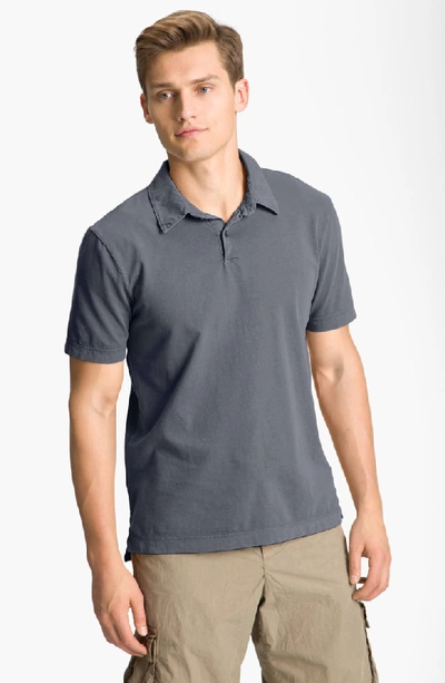 Shop James Perse Slim Fit Sueded Jersey Polo In North Pigment Grey