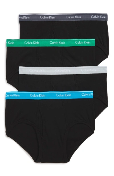 Shop Calvin Klein 4-pack Cotton Briefs In Black W/ Blue/ Green/ Grey