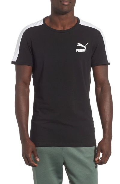 Shop Puma Slim Fit Classics T7 T-shirt In Black