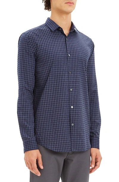 Shop Theory Murrary Regular Fit Gingham Flannel Sport Shirt In Indigo