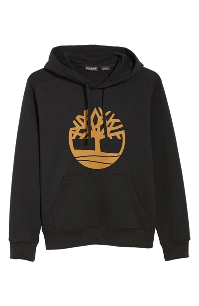 Shop Timberland Logo Hoodie Sweatshirt In Black