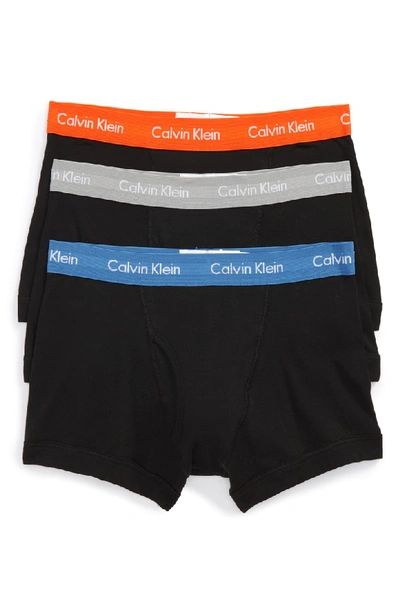 Shop Calvin Klein Cotton Trunks In Black/ Oriole/ Stony