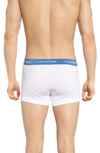 Shop Calvin Klein Cotton Trunks In White/ Oriole/ Stony
