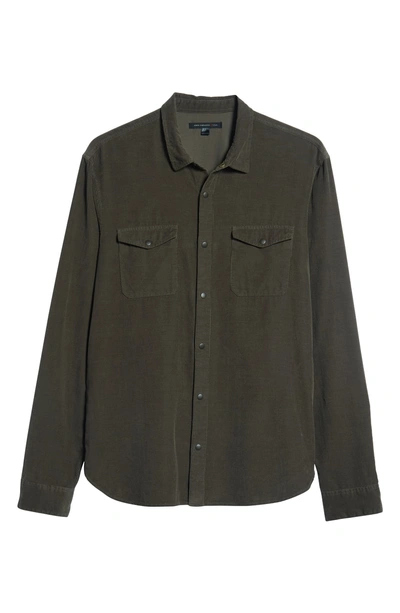 Shop John Varvatos Corduroy Shirt In Olive Branch