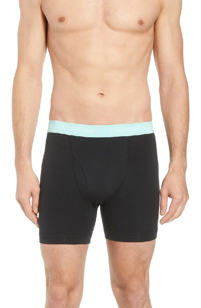 Shop Calvin Klein 3-pack Boxer Briefs In Black W/ Yucca/ Stony/ Blue