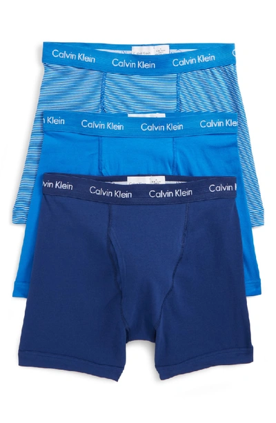 Shop Calvin Klein 3-pack Boxer Briefs In Multi Blue