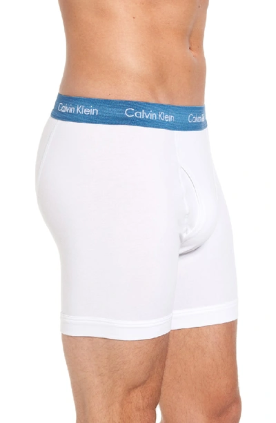 Shop Calvin Klein 3-pack Boxer Briefs In White W/ Blue Spllbnd/ Fervent