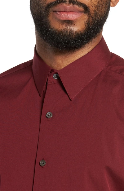 Shop Theory 'sylvain' Trim Fit Long Sleeve Sport Shirt In Radish