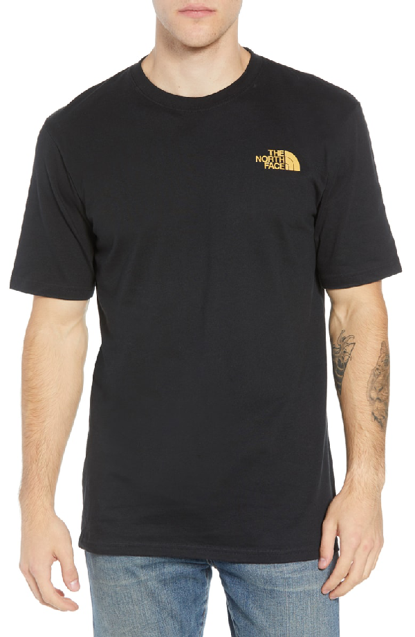 The North Face Red Box Graphic T Shirt In Tnf Black Tnf Yellow Modesens