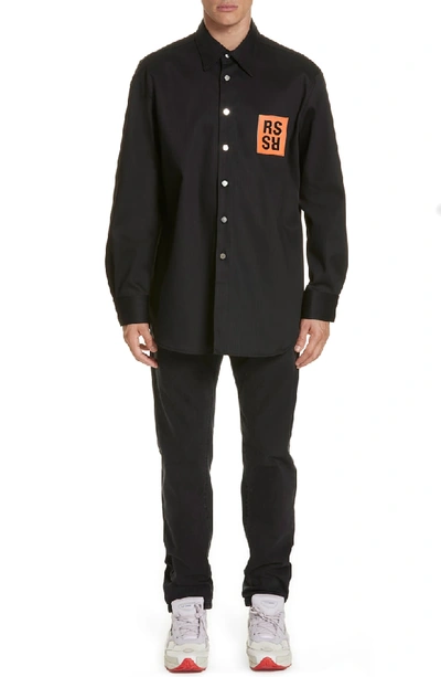 Shop Raf Simons Carry Over Denim Shirt In Black