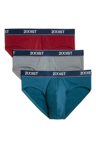 Shop 2(x)ist 3-pack No-show Briefs In Blue/ Tawny Port/ Stormy/ Navy