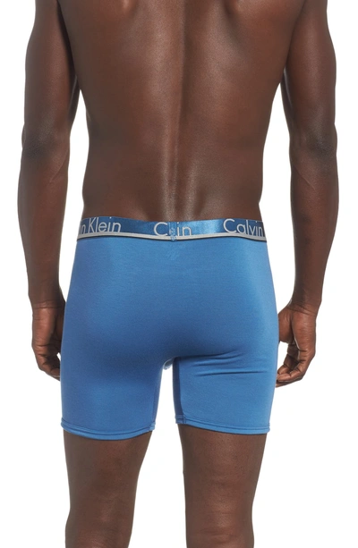 Shop Calvin Klein 3-pack Comfort Microfiber Boxer Briefs In Hague Blue/ Downpour/ Georgia