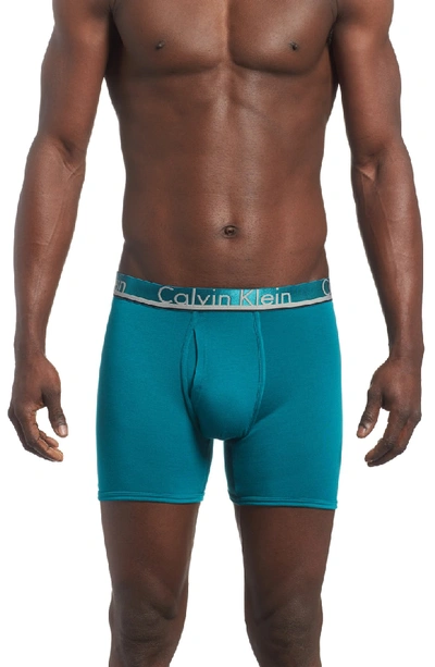 Shop Calvin Klein 3-pack Comfort Microfiber Boxer Briefs In Black/ Gaze/ Sea Green