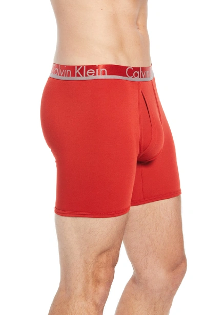 Shop Calvin Klein 3-pack Comfort Microfiber Boxer Briefs In Manic Red/ Monument/ Forest