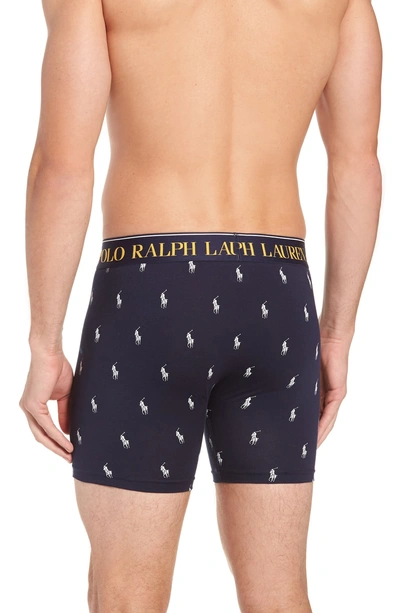 Shop Polo Ralph Lauren Stretch Cotton Hanging Boxer Briefs In Cruise Navy/ White Pony