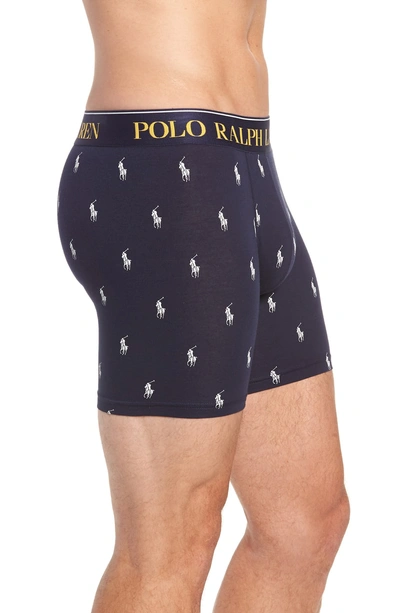 Shop Polo Ralph Lauren Stretch Cotton Hanging Boxer Briefs In Cruise Navy/ White Pony