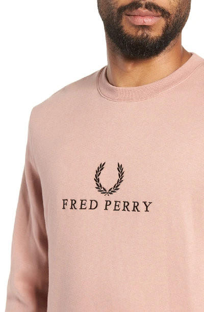 Shop Fred Perry Embroidered Sweatshirt In Grey Pink