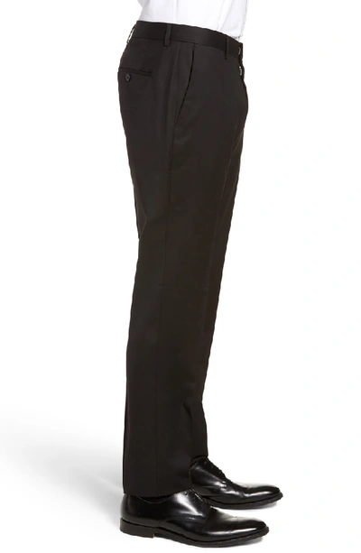 Shop Hugo Boss Gibson Cyl Flat Front Slim Fit Solid Wool Trousers In Black
