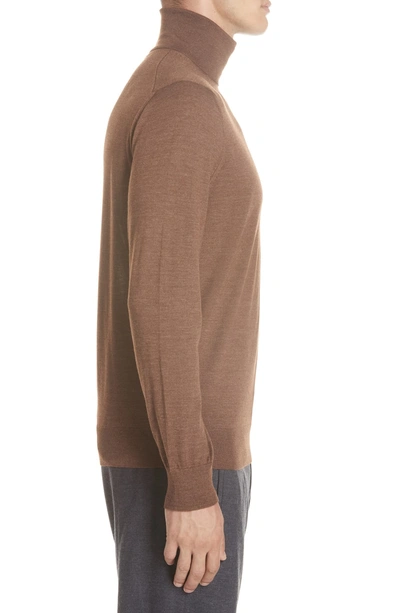 Shop Ermenegildo Zegna Cashmere & Silk Turtleneck Sweater In Tan