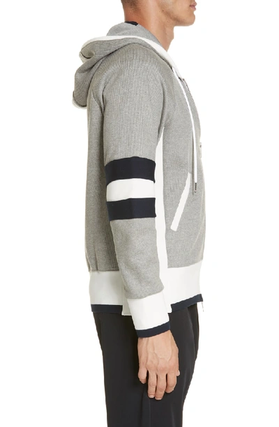 Shop Thom Browne Colorblock Zip Hoodie In Light Grey