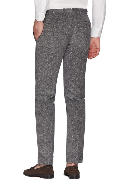 Shop Zanella Curtis Flat Front Herringbone Cotton Trousers In Mid Grey