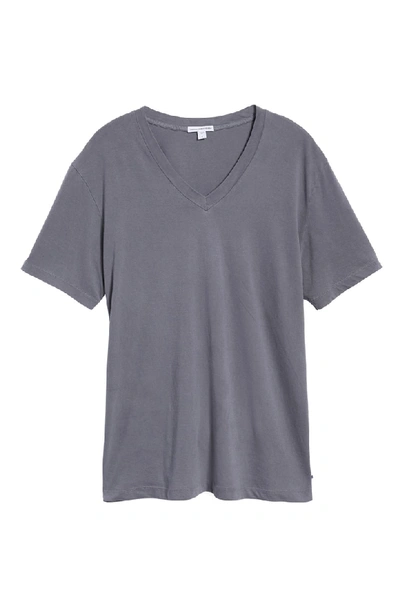 Shop James Perse Short Sleeve V-neck T-shirt In North Pigment Grey