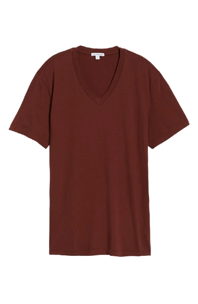 Shop James Perse Short Sleeve V-neck T-shirt In Cherrywood