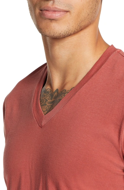 Shop James Perse Short Sleeve V-neck T-shirt In Tamarind Pigment