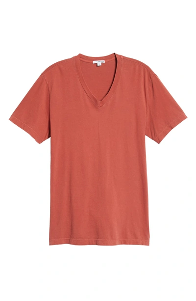 Shop James Perse Short Sleeve V-neck T-shirt In Tamarind Pigment