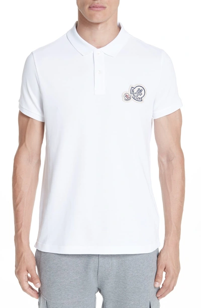 Shop Moncler Maglia Cotton Polo Shirt In White