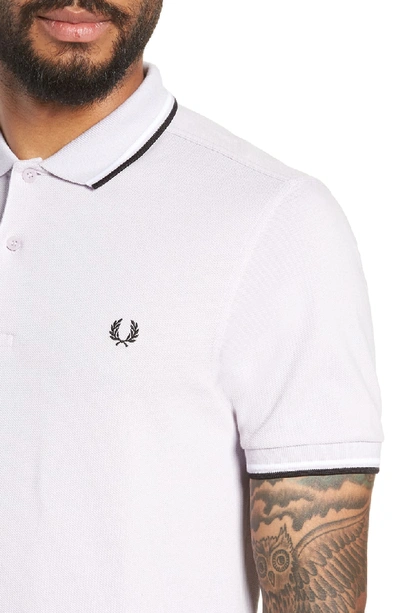 Shop Fred Perry Extra Trim Fit Twin Tipped Pique Polo In Fresh Lilac / White / Black