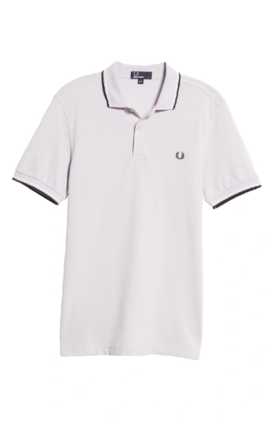 Shop Fred Perry Extra Trim Fit Twin Tipped Pique Polo In Fresh Lilac / White / Black
