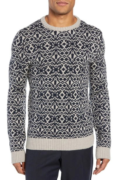 Shop Eidos Patterned Wool Crewneck Sweater In Stone