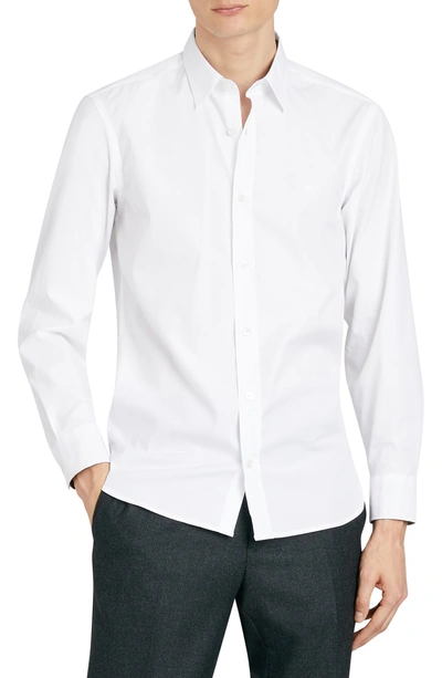 Shop Burberry William Stretch Solid Sport Shirt In White