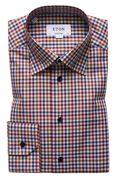 Shop Eton Contemporary Fit Check Dress Shirt In Pink/ Red