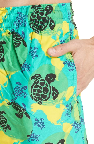 Shop Vilebrequin Eco Turtle Print Swim Trunks In Veronese Green
