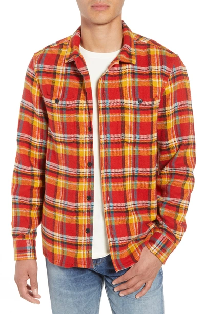 Shop Frame Classic Fit Flannel Shirt Jacket In Dark Rouge Multi