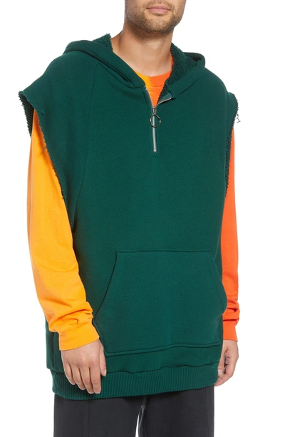 Shop Drifter Warwick Quarter-zip Hoodie Sweatshirt In Hunter Green