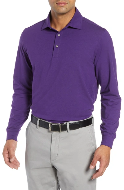 Shop Bobby Jones 'liquid Cotton' Long Sleeve Jersey Polo In Purple