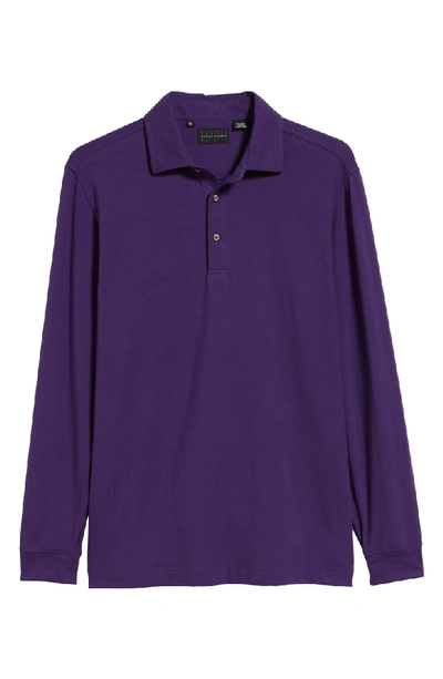 Shop Bobby Jones 'liquid Cotton' Long Sleeve Jersey Polo In Purple