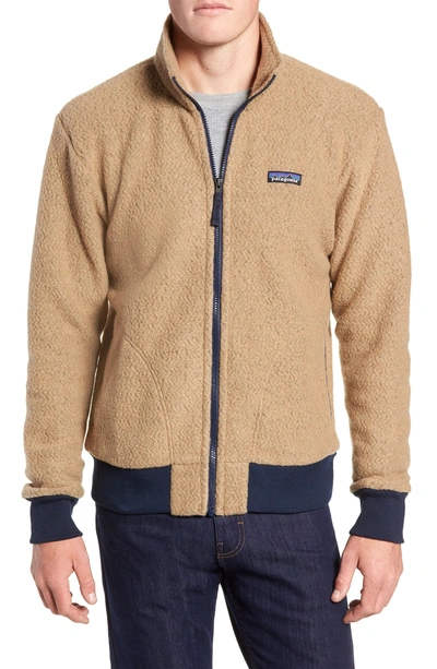 Shop Patagonia Woolyester Fleece Jacket In Mojave Khaki