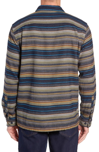 Shop Patagonia 'fjord' Regular Fit Organic Cotton Flannel Shirt In Folk Dobby Navy Blue