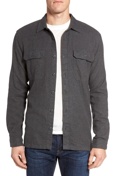Shop Patagonia 'fjord' Regular Fit Organic Cotton Flannel Shirt In New Forge Grey